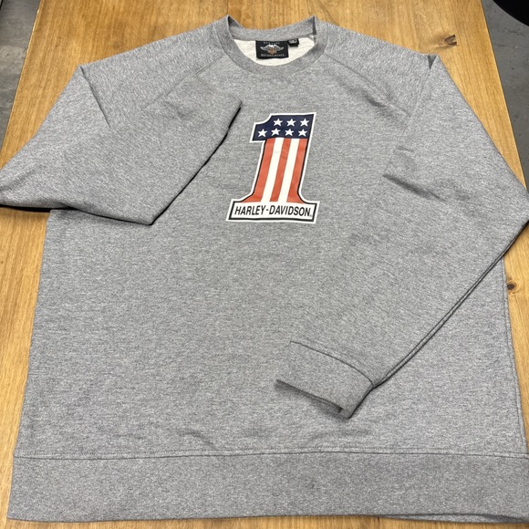 Men's Harley-Davidson Evel Knievel #1 Pullover Crew Neck Sweatshirt Size XL Gray - Picture 2 of 10